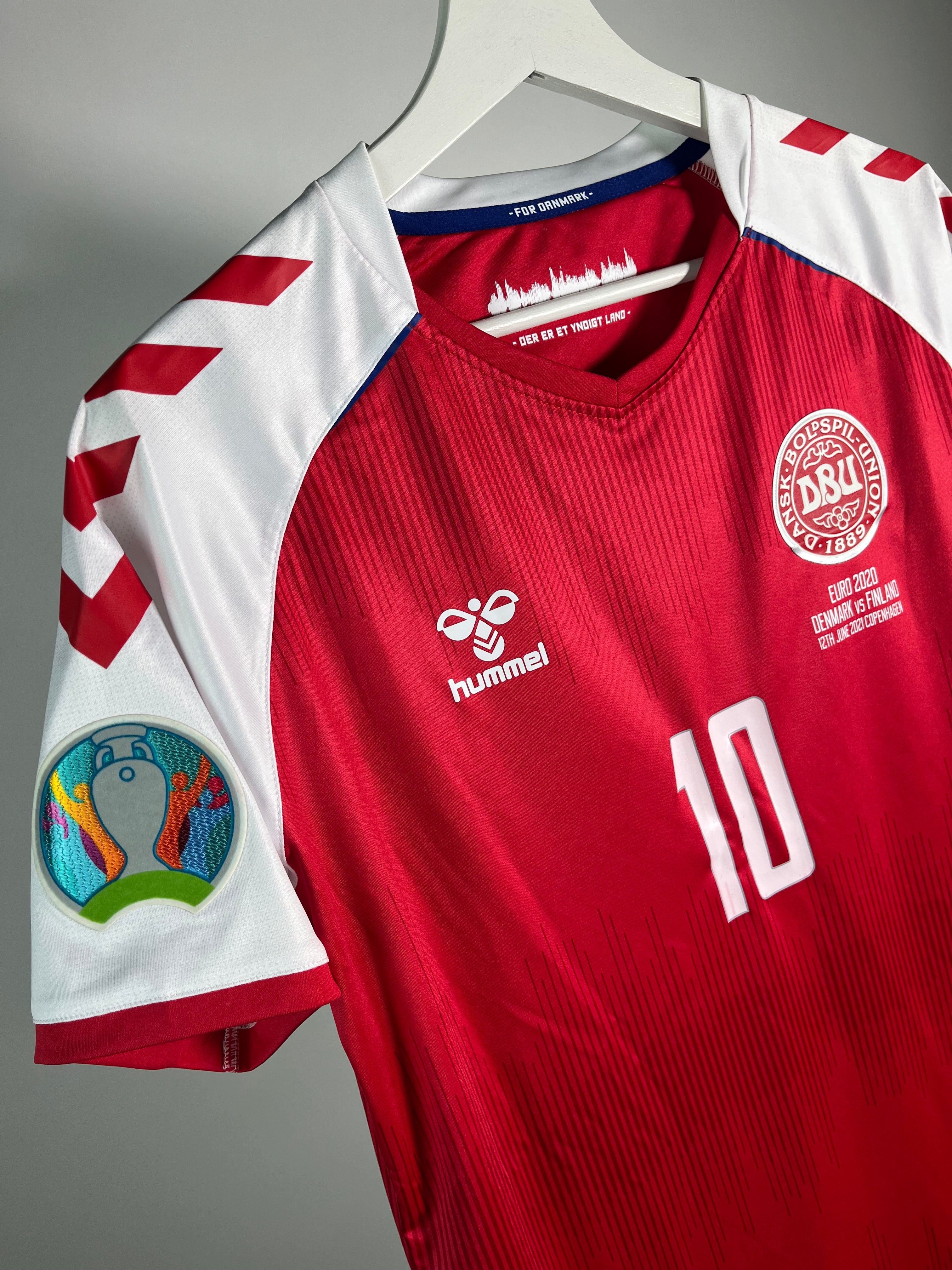 Jersey Dinamarca Local 2020 2022 *Eurocopa* Match Detail vs Finlandia Christian Eriksen (M)