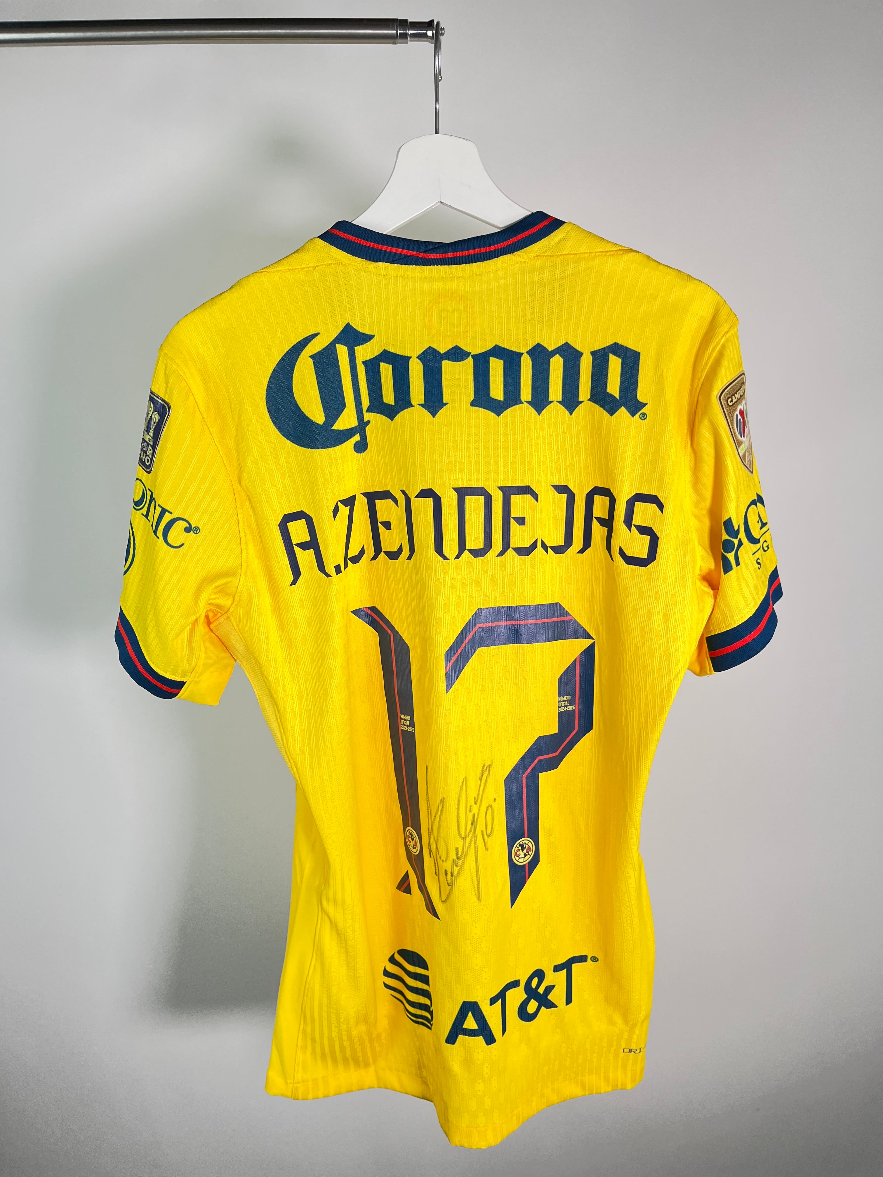 Jersey Club América Local 2024 2025 Match Worn Autografiada Alejandro Zendejas (M)