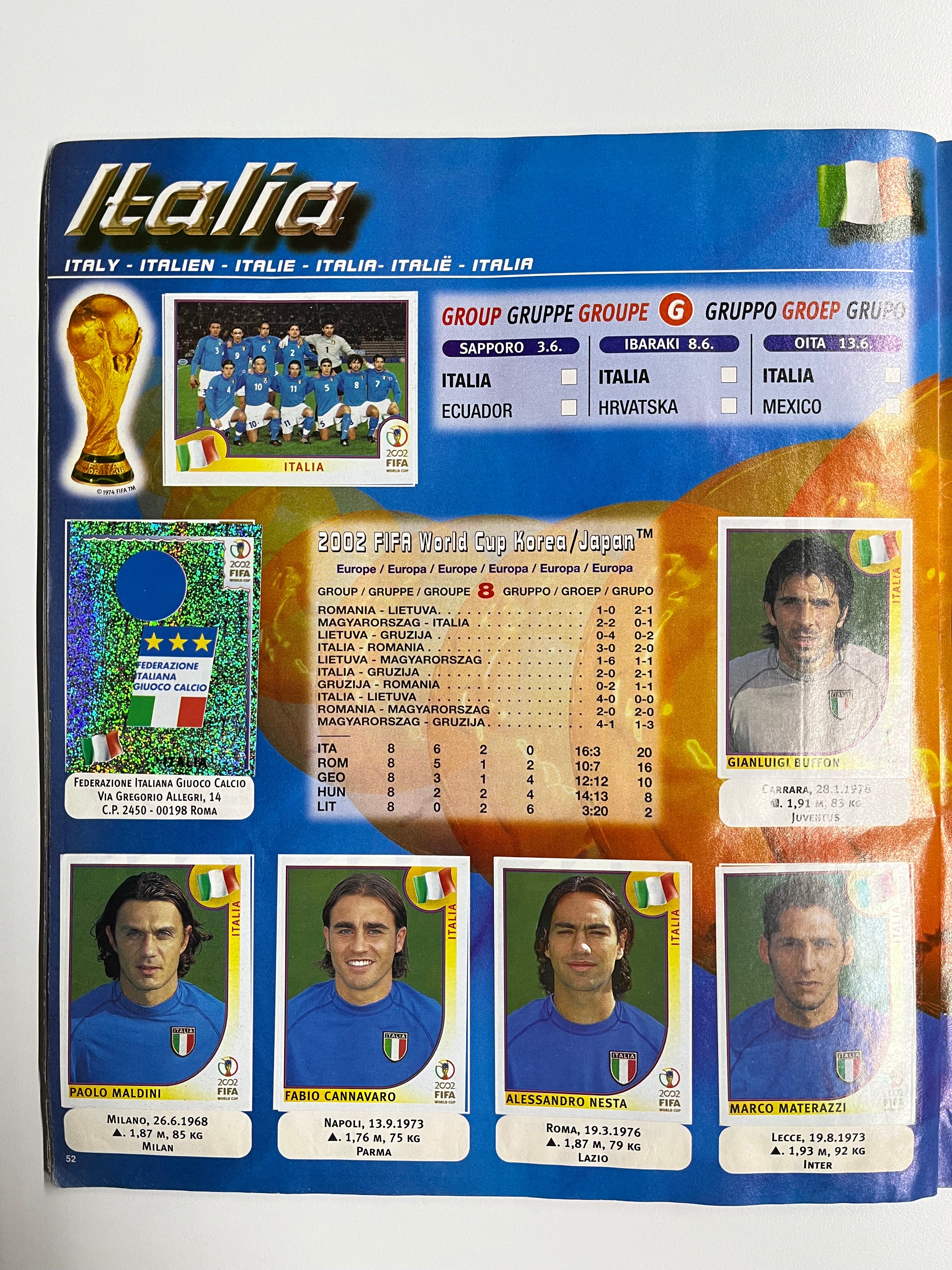 Álbum Panini Mundial Corea Japón 2002