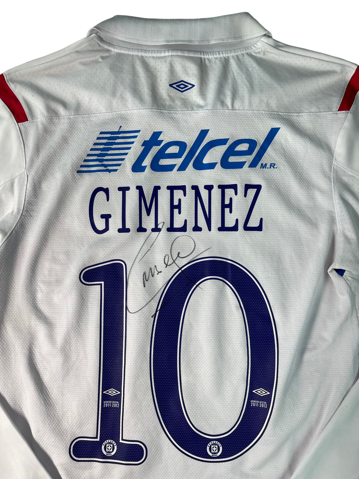 Jersey Cruz Azul Visita 2011 2012 Manga Larga Autografiada Christian "Chaco" Giménez (L)