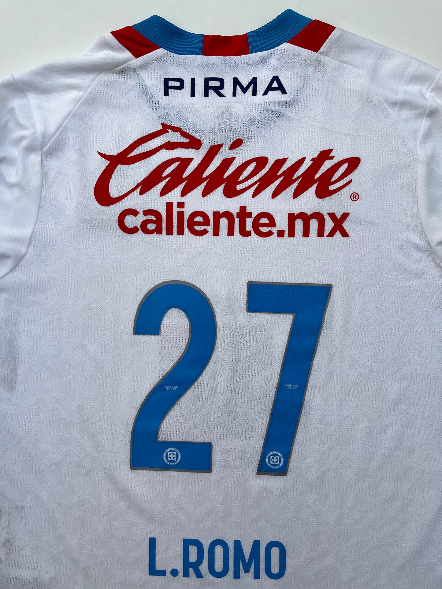 Jersey Cruz Azul Visita 2024 2025 Match Worn Luis Romo (L)