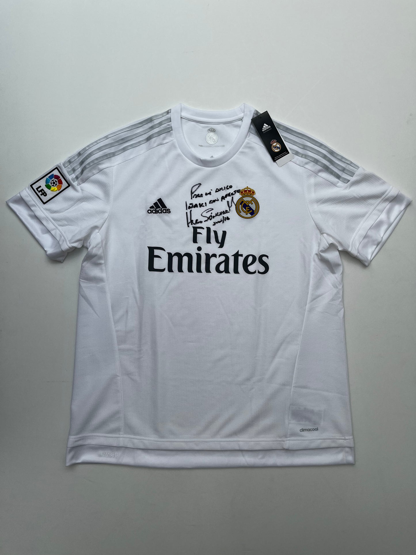 Jersey Real Madrid Local 2015 2016 Autografiada Hugo Sánchez (XL)