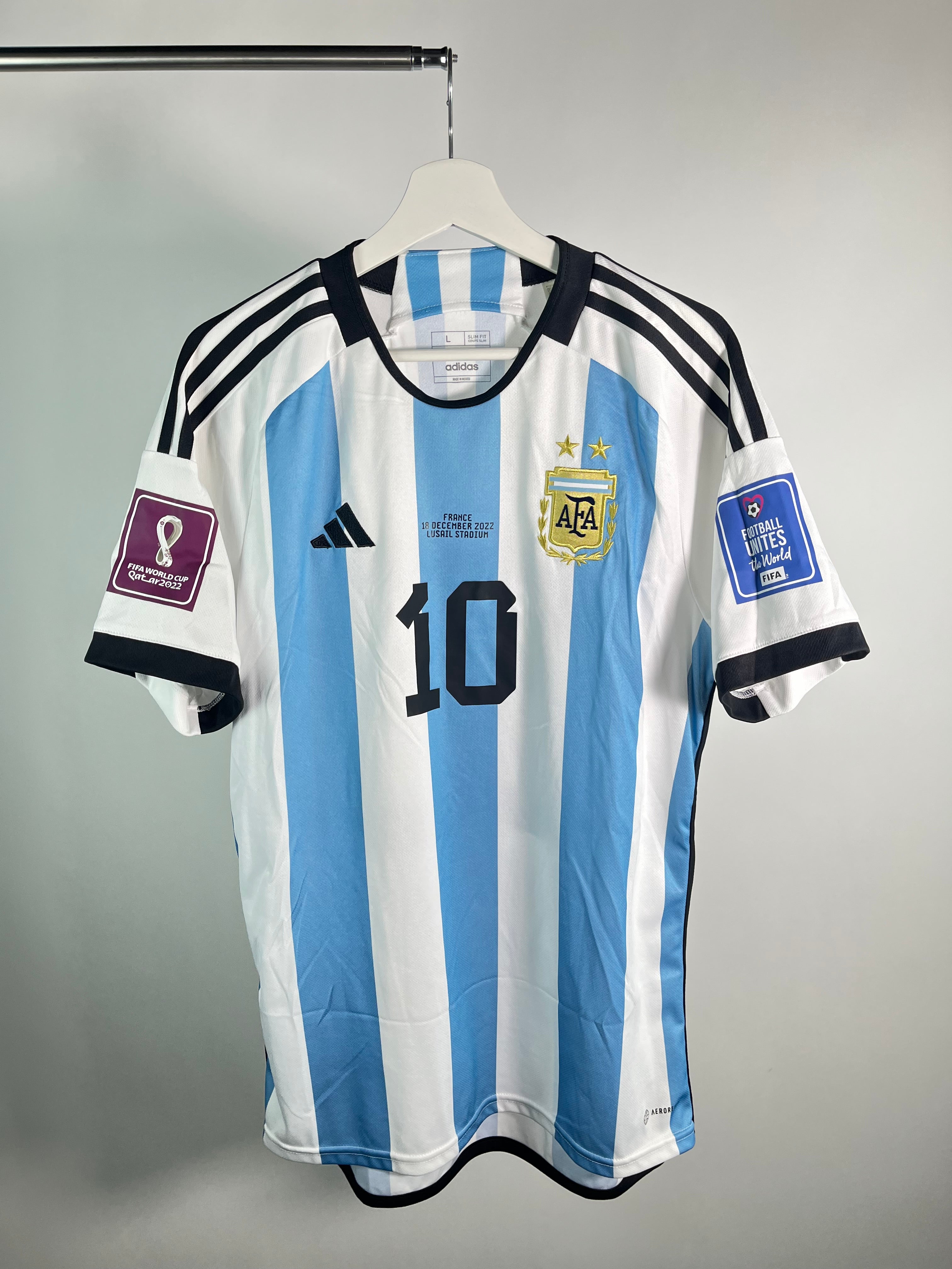 Jersey Argentina Local 2022 2024 *Match Detail Final vs Francia* Lionel Messi (L)
