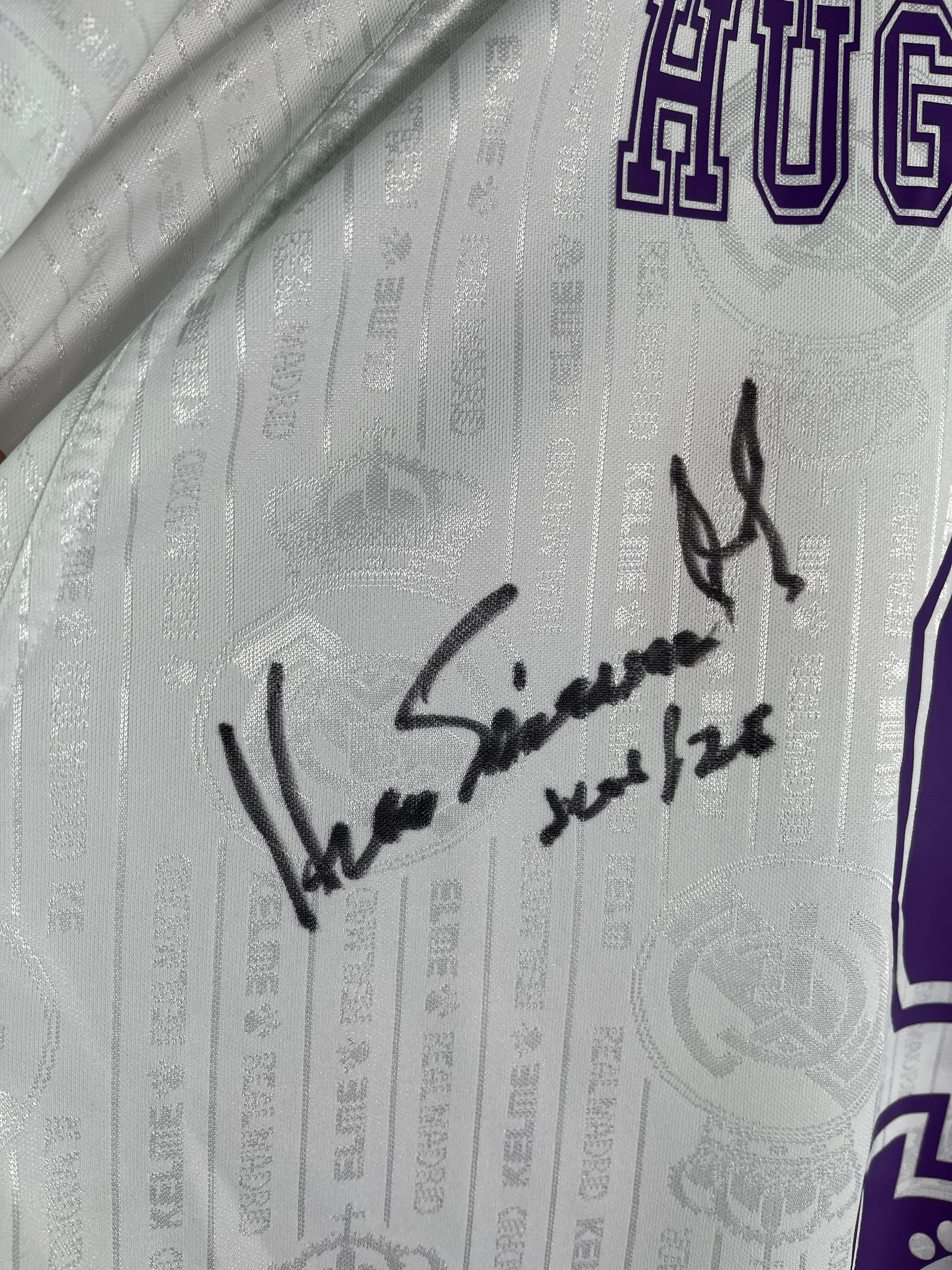 Jersey Real Madrid Local 1995 1996 Autografiado Por Hugo Sánchez (M)