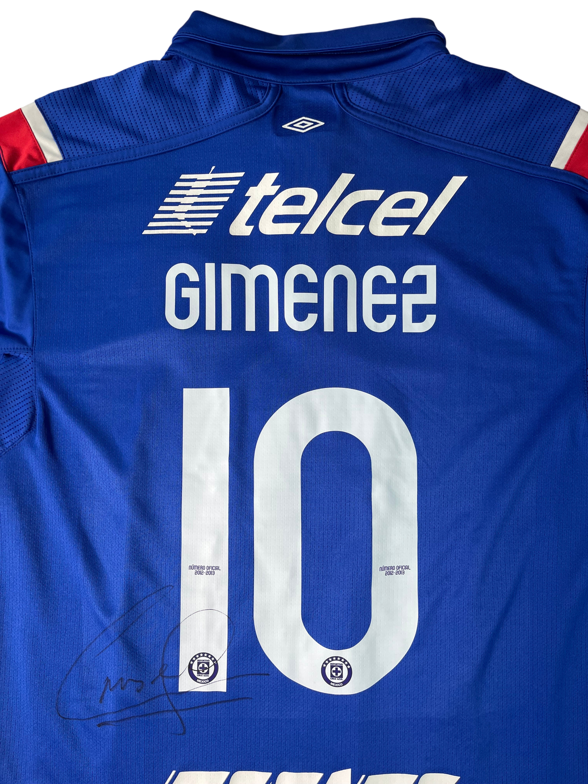 Jersey Cruz Azul Local 2012 2013 *Azul de Corazón* Autografiada Christian "Chaco" Giménez (XL)