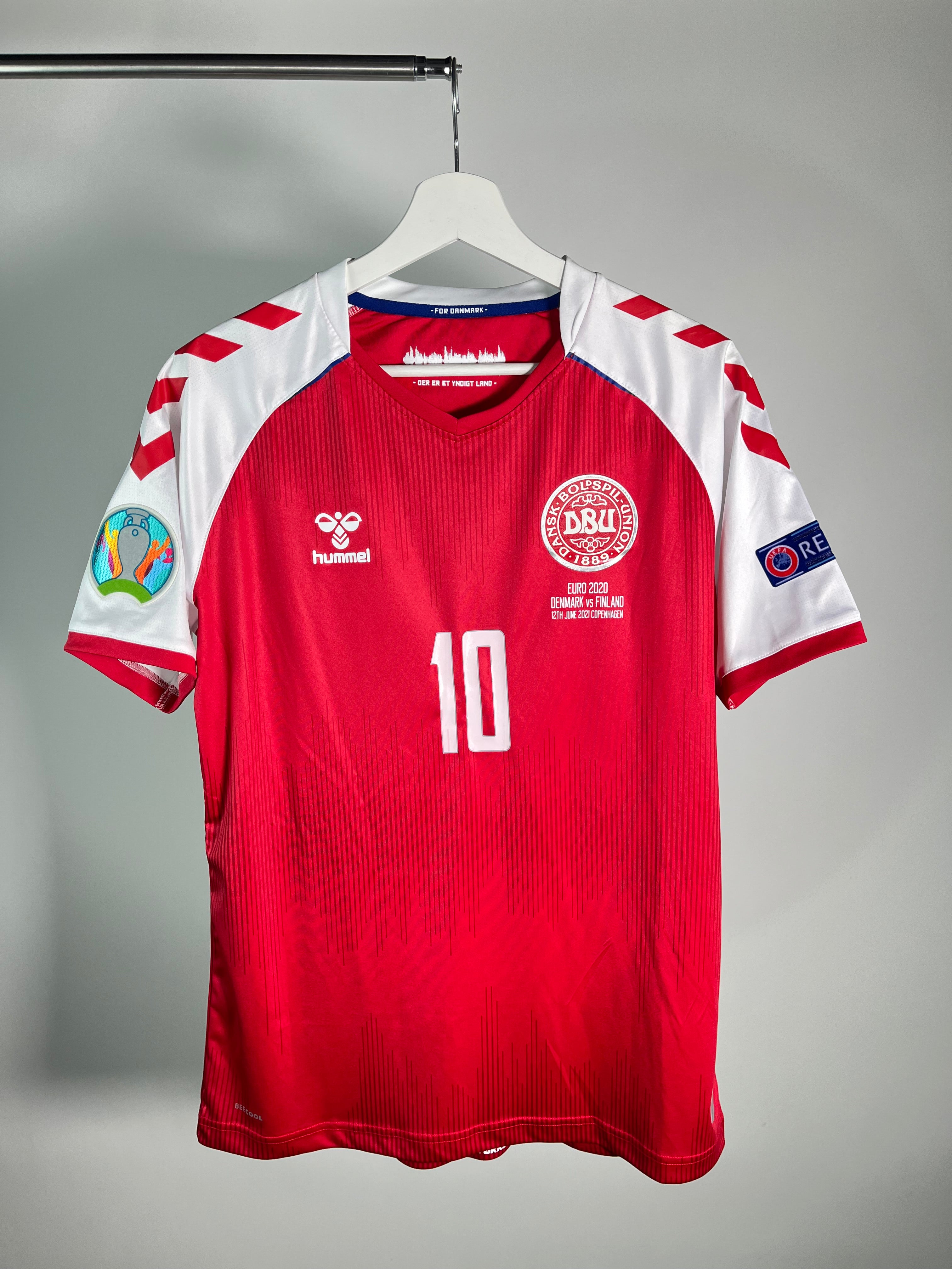Jersey Dinamarca Local 2020 2022 *Eurocopa* Match Detail vs Finlandia Christian Eriksen (M)