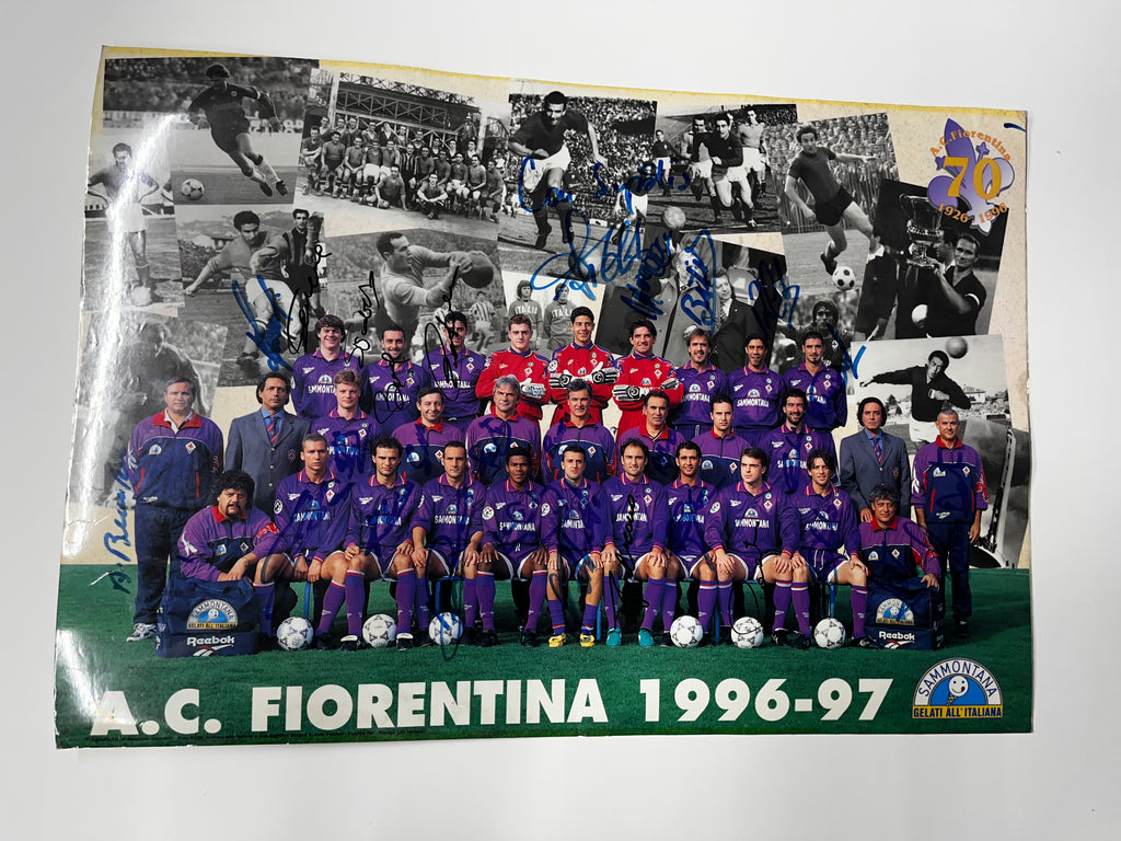 Póster Fiorentina 1996 1997 *Autografiado Por Plantilla*