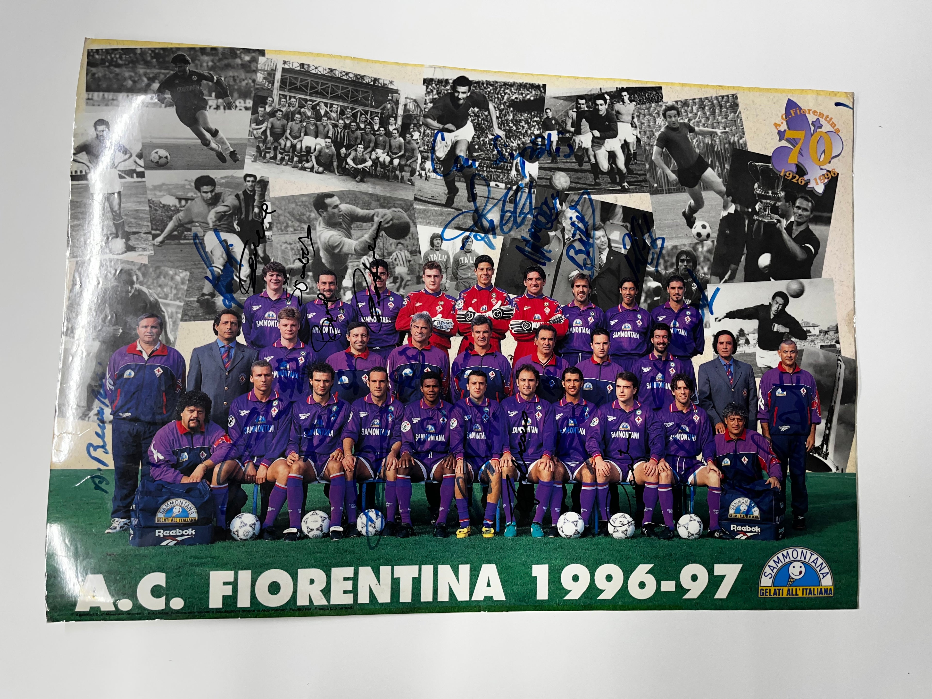 Póster Fiorentina 1996 1997 *Autografiado Por Plantilla*