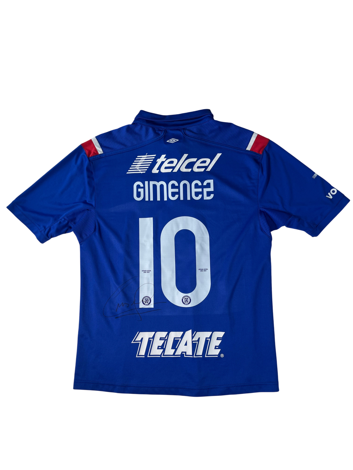 Jersey Cruz Azul Local 2012 2013 *Azul de Corazón* Autografiada Christian "Chaco" Giménez (XL)