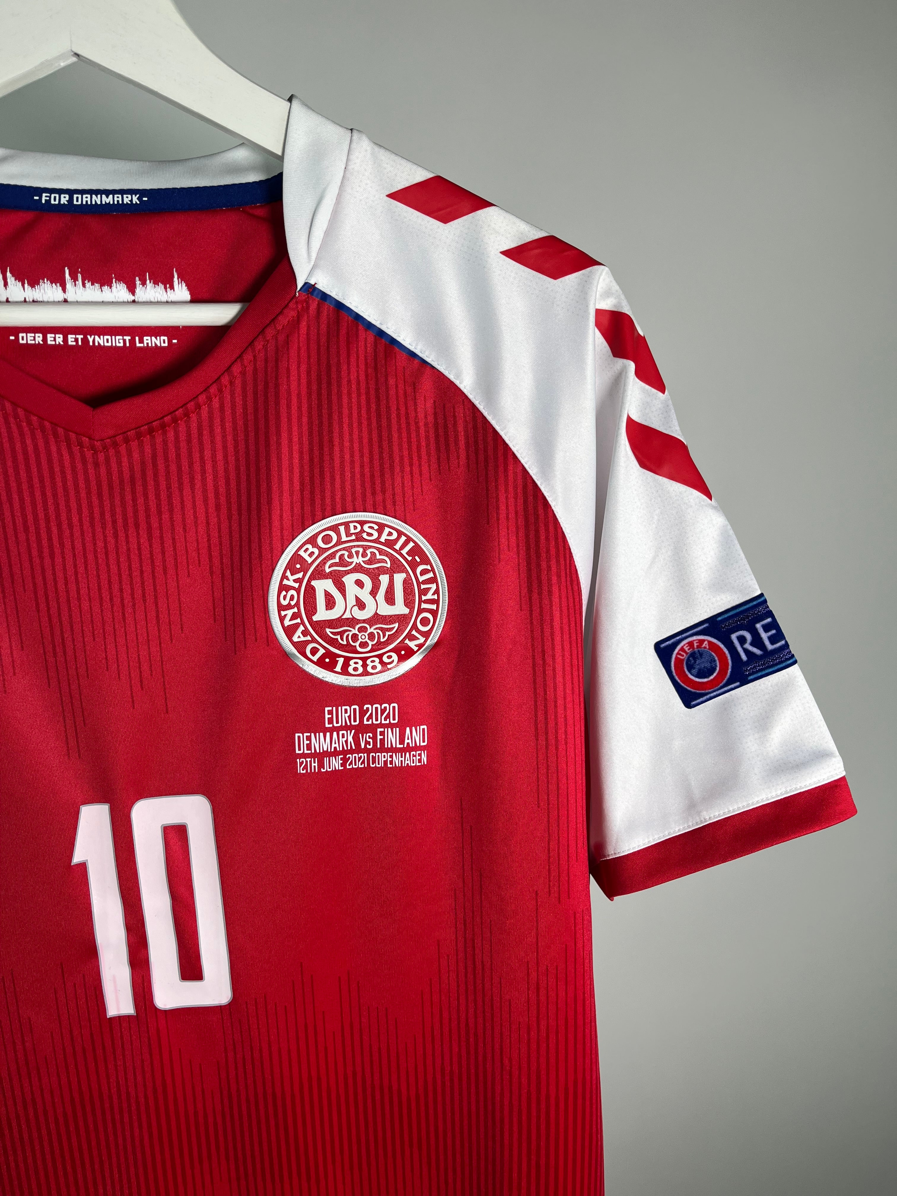Jersey Dinamarca Local 2020 2022 *Eurocopa* Match Detail vs Finlandia Christian Eriksen (M)