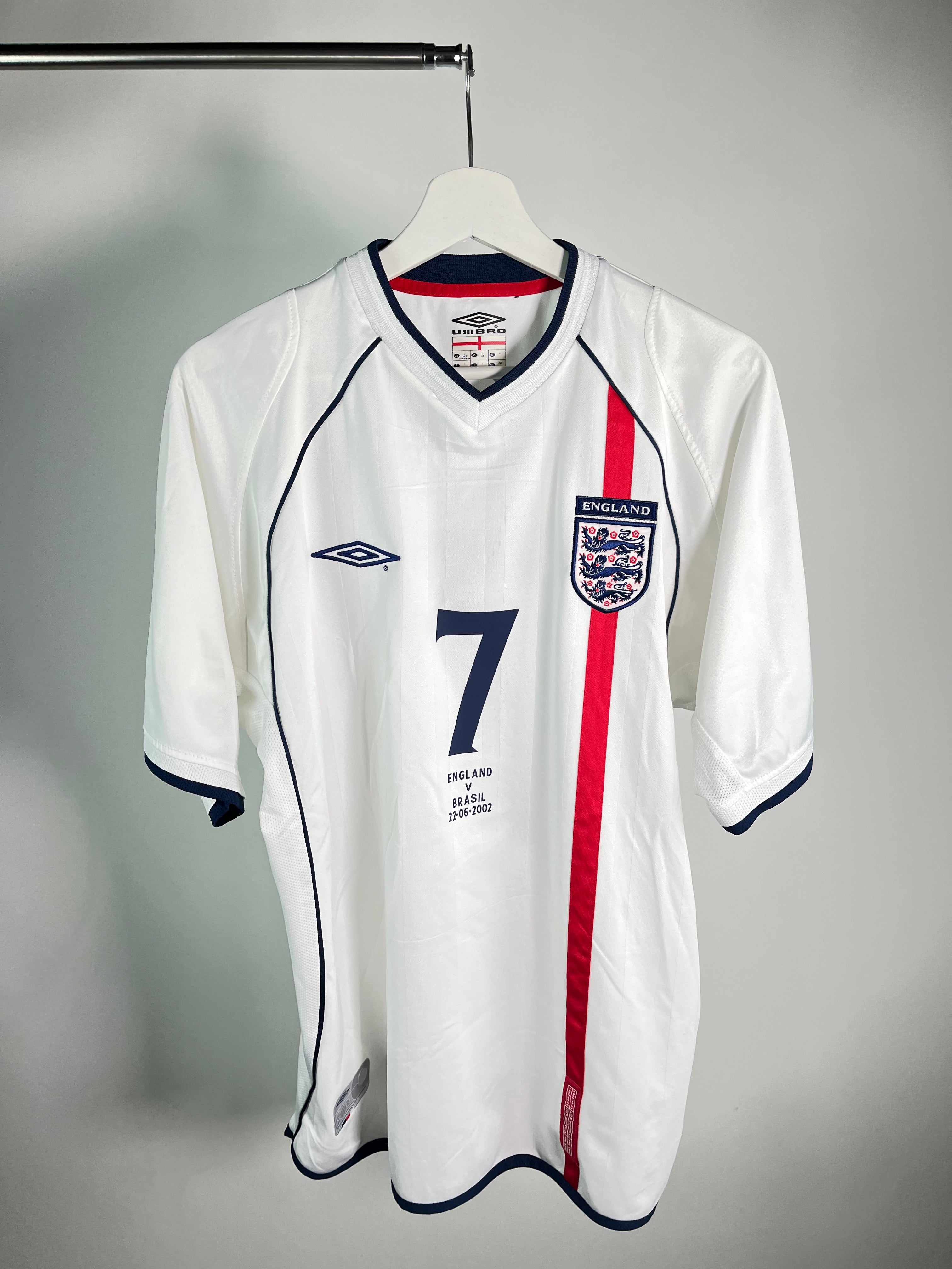 Jersey Inglaterra Local 2002 2004 *Match Detail vs Brasil* David Beckham (L)