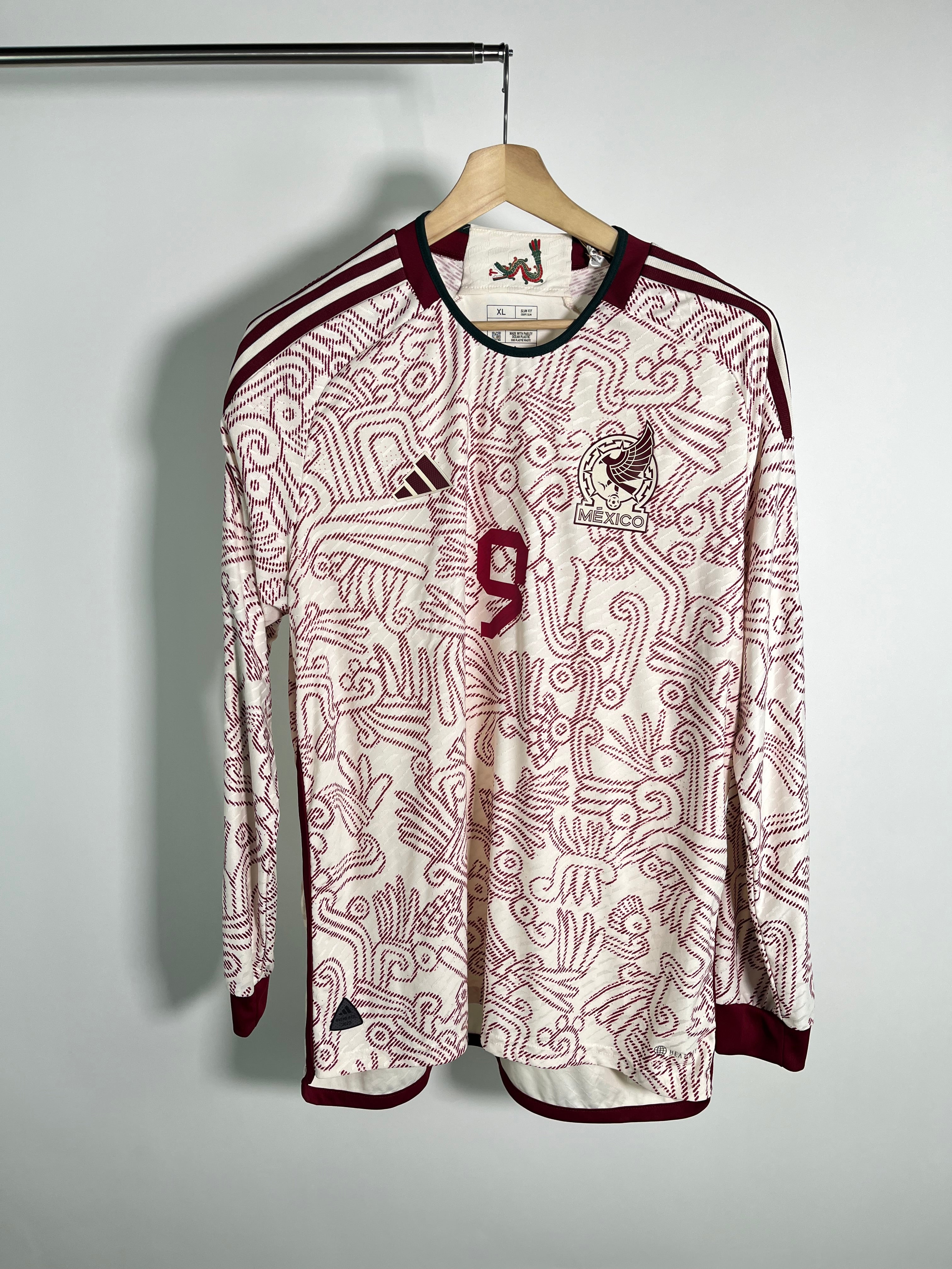 Jersey México Visita 2022 2023 Versión Jugador Manga Larga *C/Etiquetas* Raúl Jiménez  (XL)