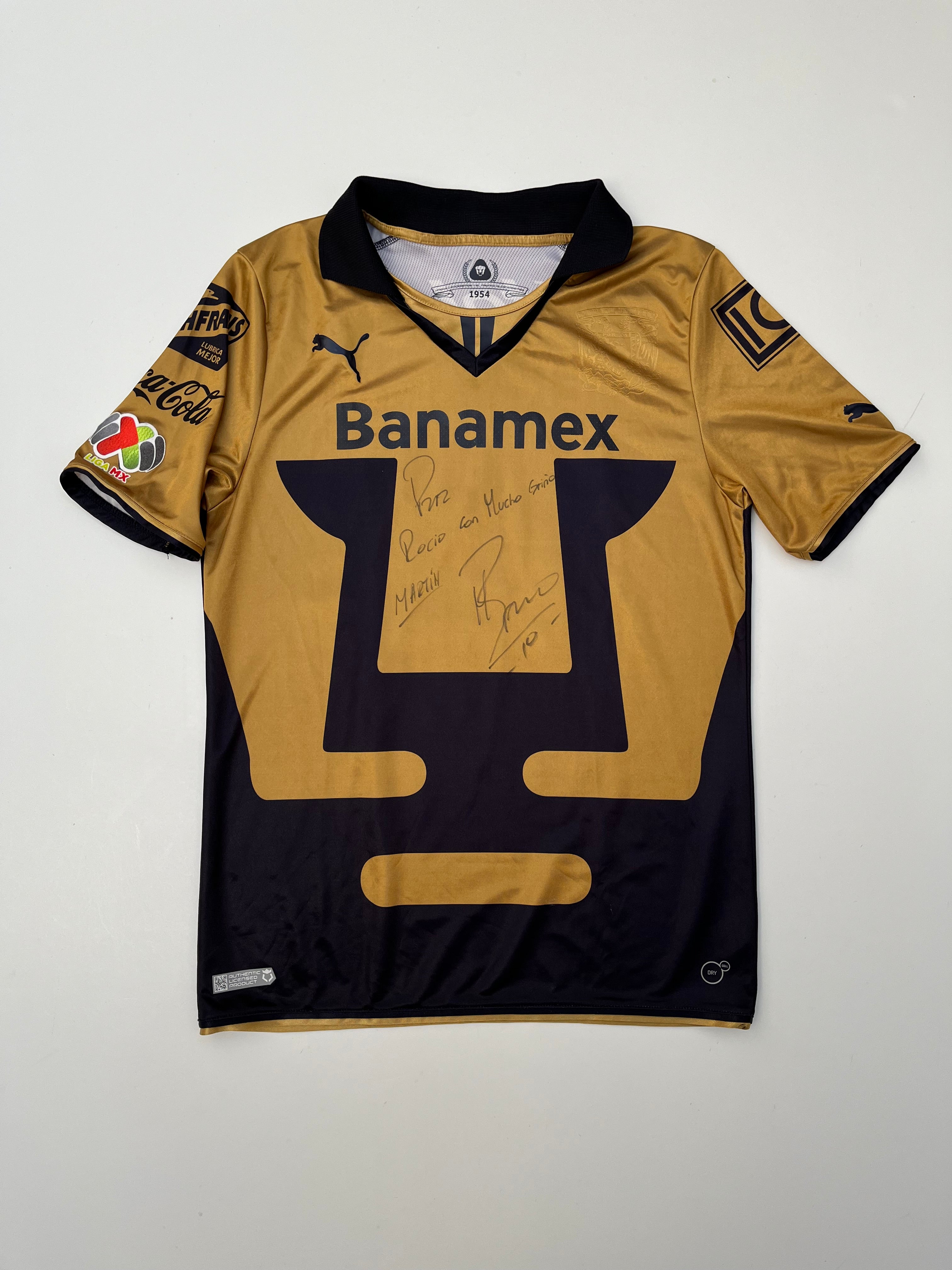 Jersey Pumas Visita 2013 2014 Utilería Autografiado por Martín Bravo (M)