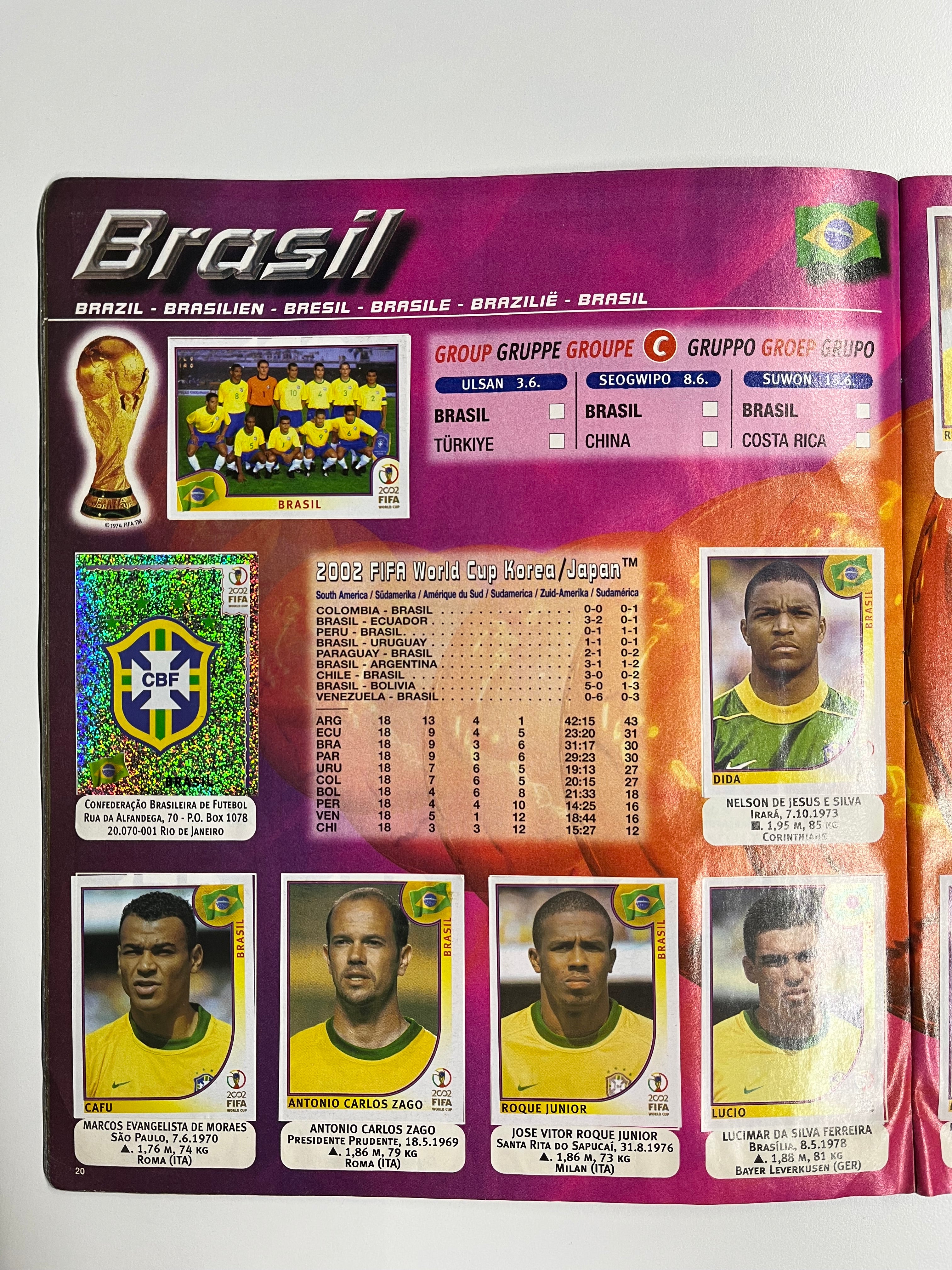 Álbum Panini Mundial Corea Japón 2002