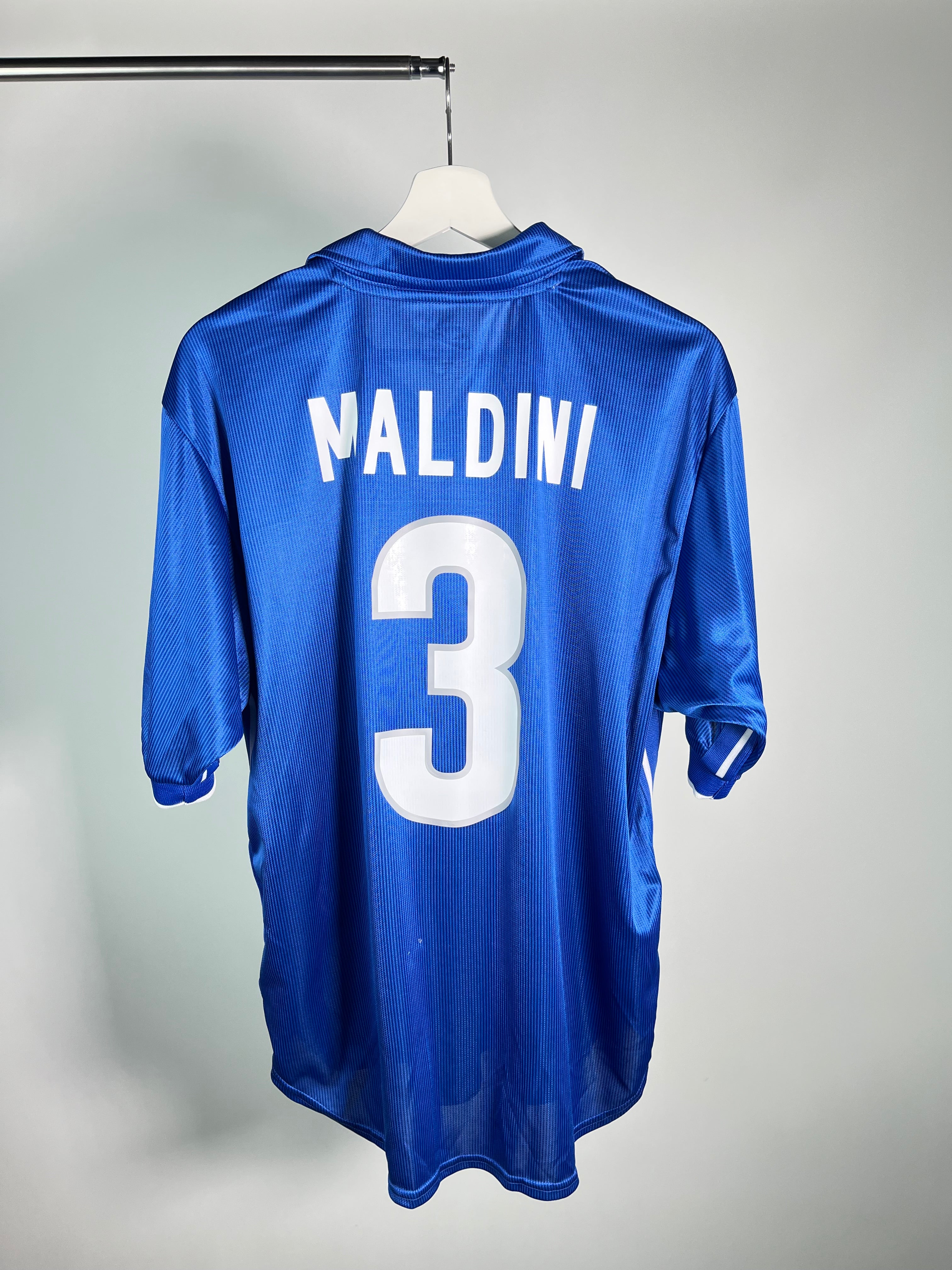 Jersey Italia Local 1998 1999 *Match Detail Mundial* Paolo Maldini (L)