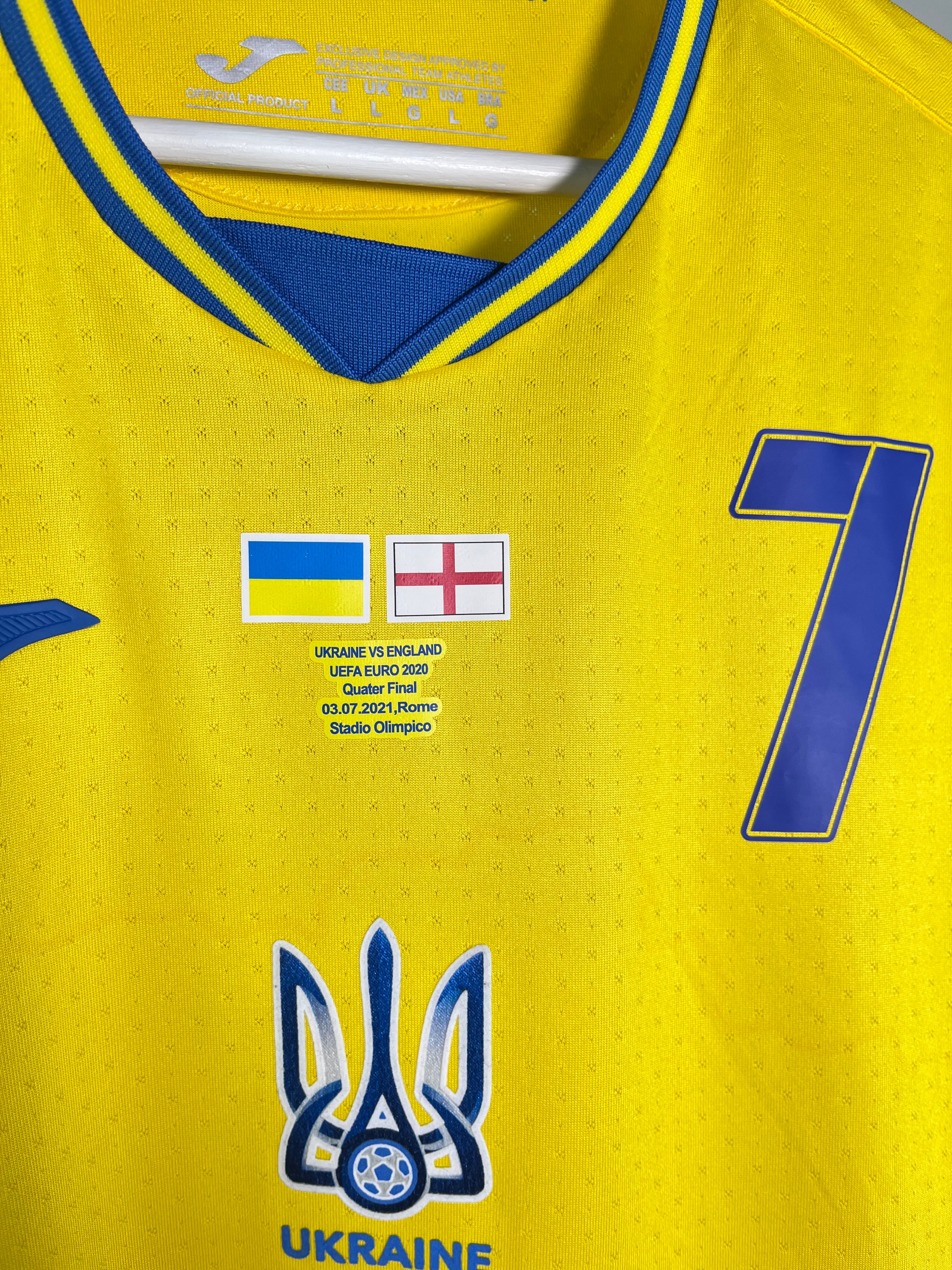 Jersey Ucrania Local 2021 2022 Match Detail vs Inglaterra Andriy Yarmolenko (L)