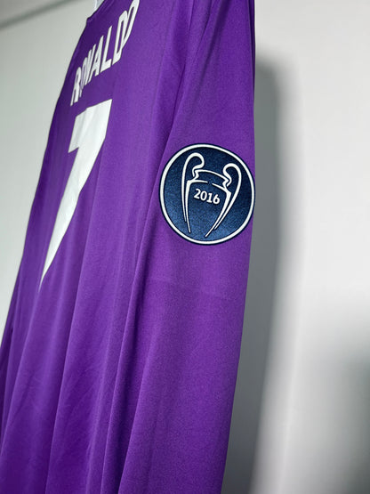 Jersey Real Madrid Visita 2016 2017 *Final Champions League* Manga Larga Cristiano Ronaldo (XL)