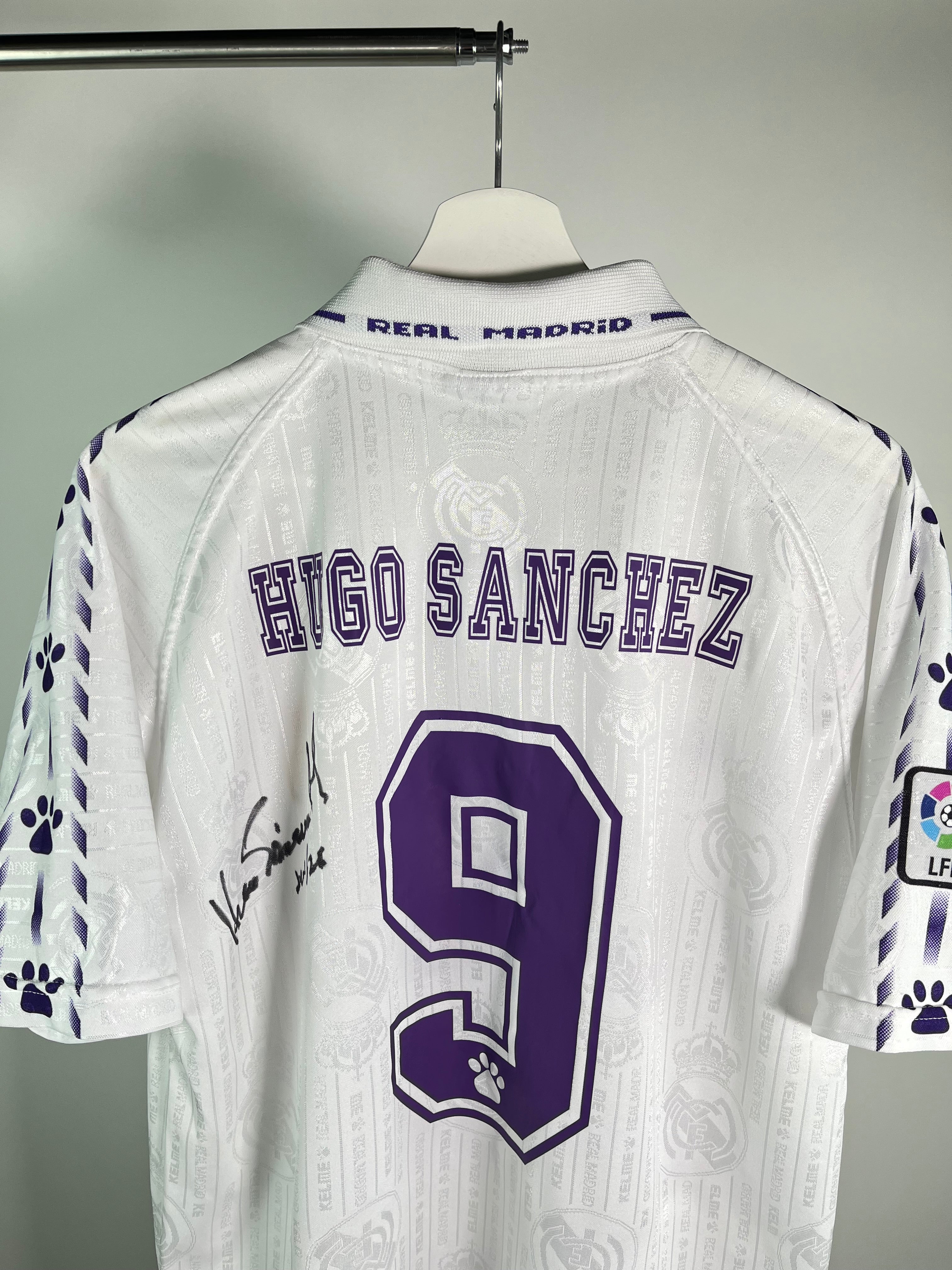 Jersey Real Madrid Local 1995 1996 Autografiado Por Hugo Sánchez (M)
