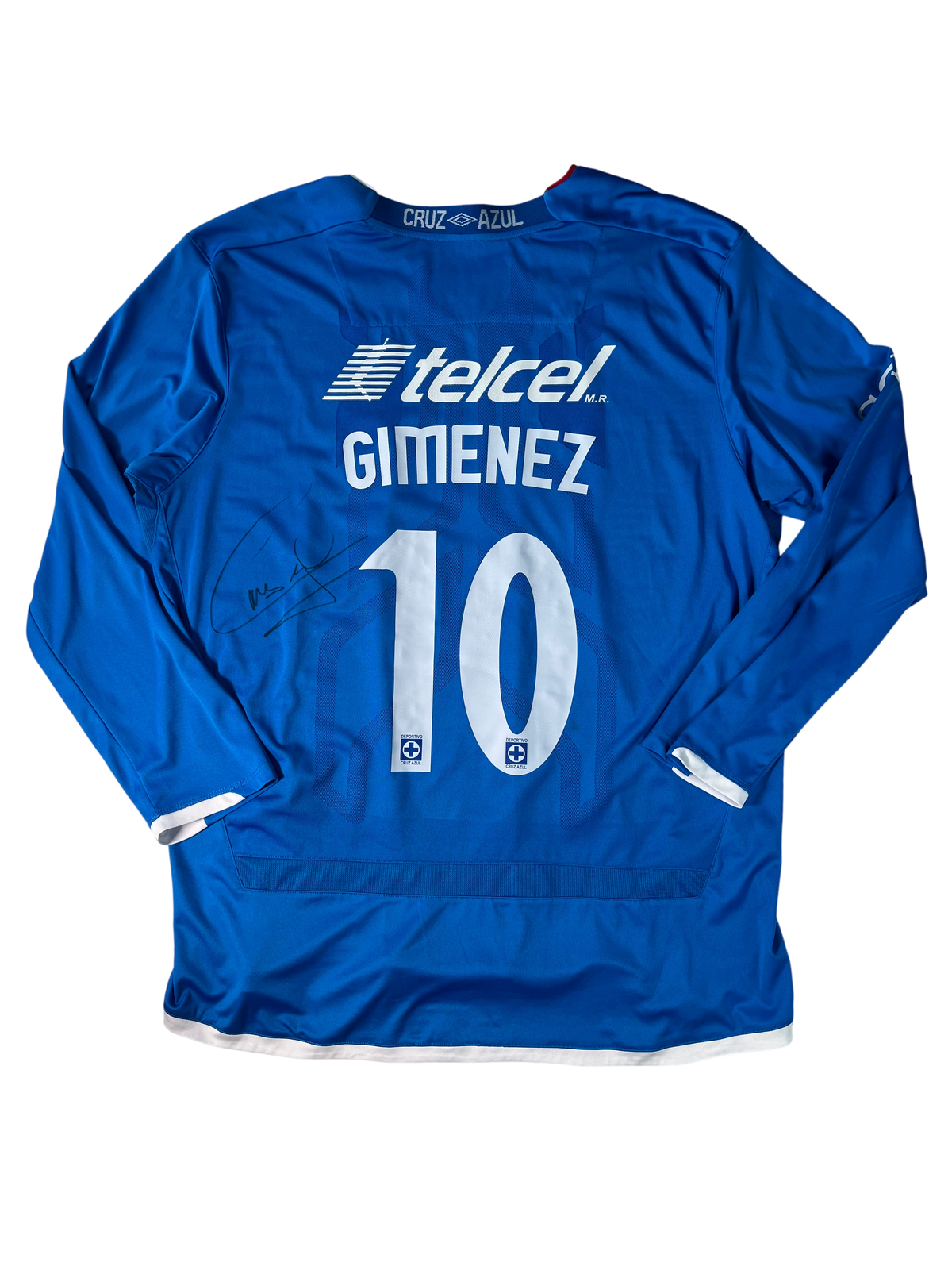 Jersey Cruz Azul Local 2009 2010 Manga Larga Autografiada Christian "Chaco" Giménez (XL)
