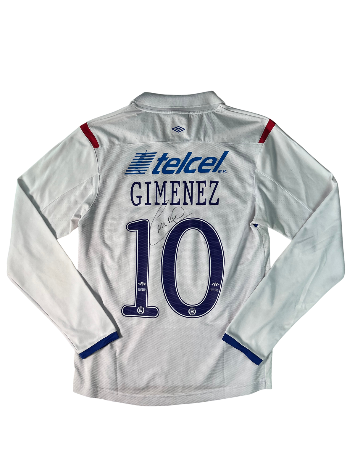Jersey Cruz Azul Visita 2011 2012 Manga Larga Autografiada Christian "Chaco" Giménez (L)