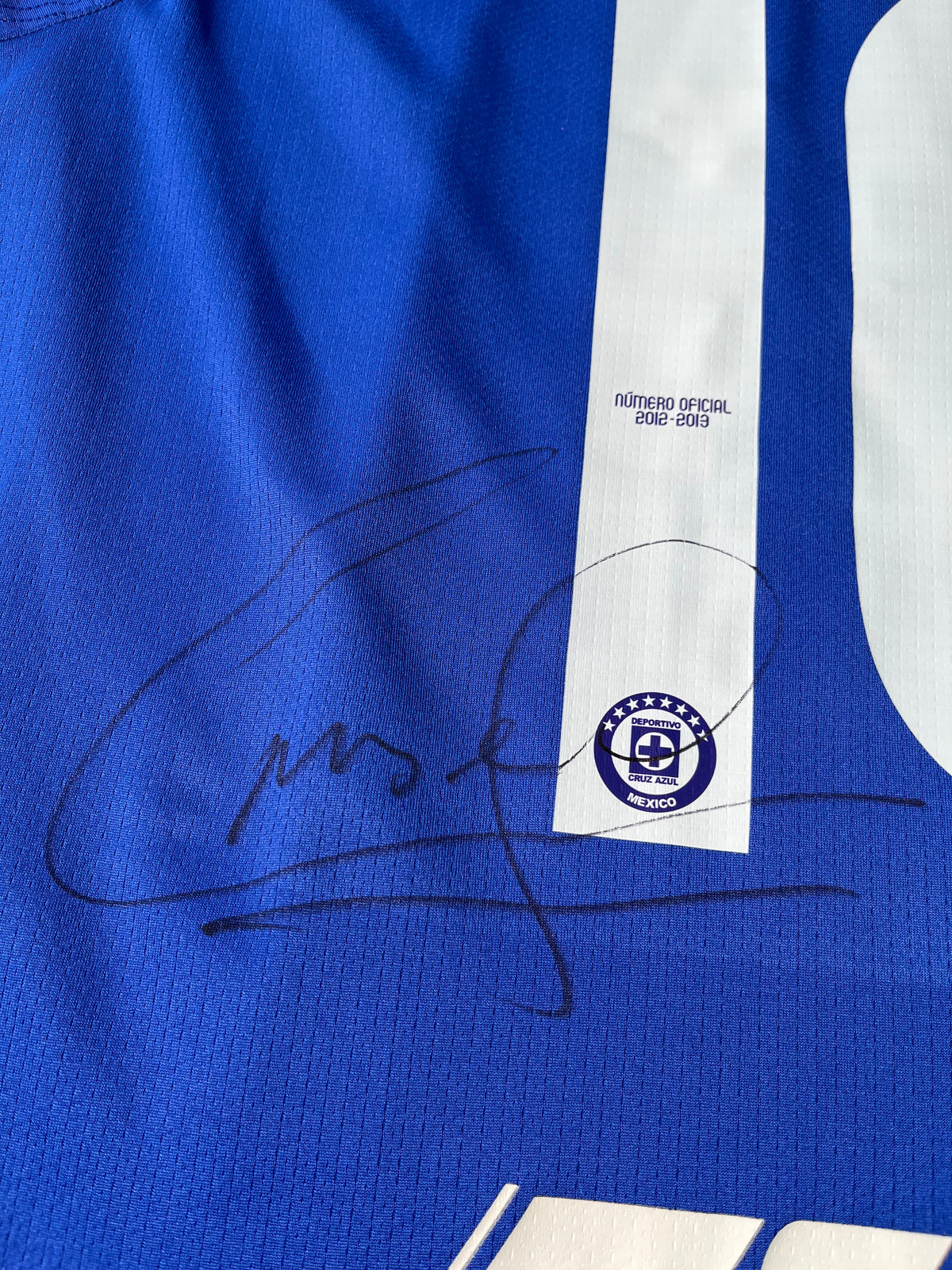 Jersey Cruz Azul Local 2012 2013 *Azul de Corazón* Autografiada Christian "Chaco" Giménez (XL)