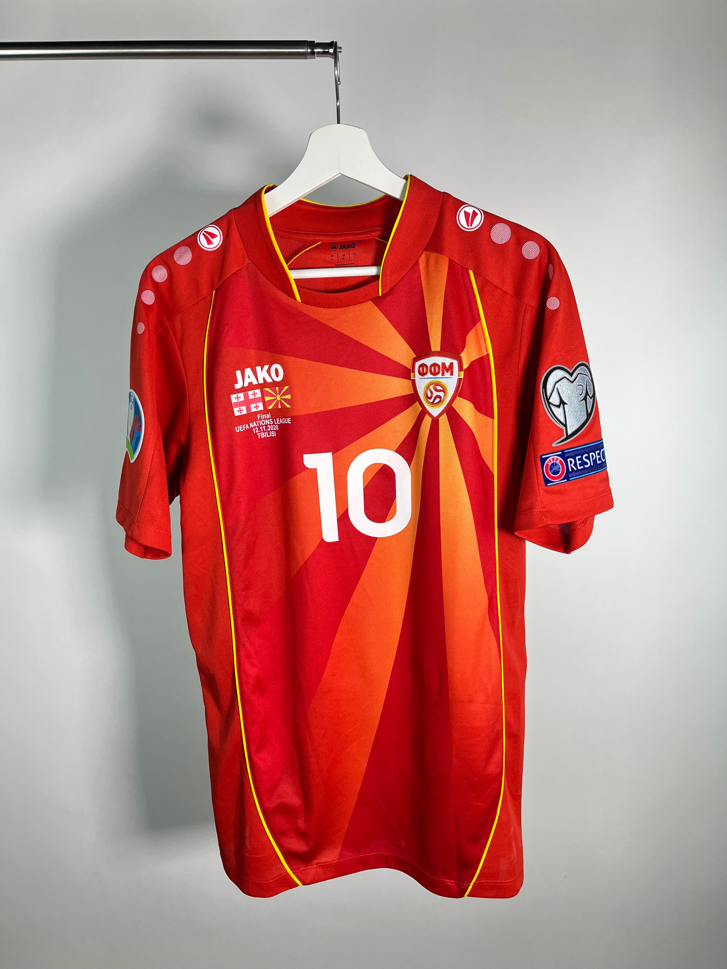 Jersey Macedonia del Norte Local 2022 2023 *Match Detail vs Georgia* Goran Pandev (L)