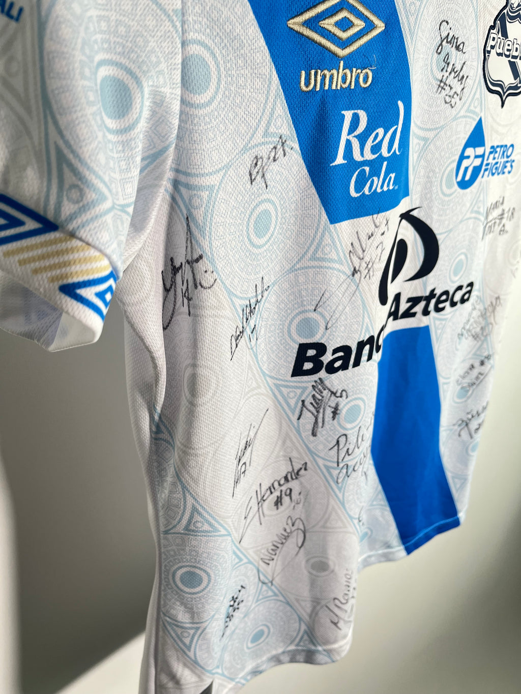 Jersey Puebla Local 2021 2022 Autografiado por Equipo Femenil (L niño)
