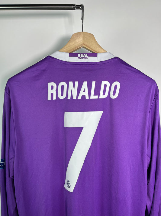 Jersey Real Madrid Visita 2016 2017 *Final Champions League* Manga Larga Cristiano Ronaldo (XL)
