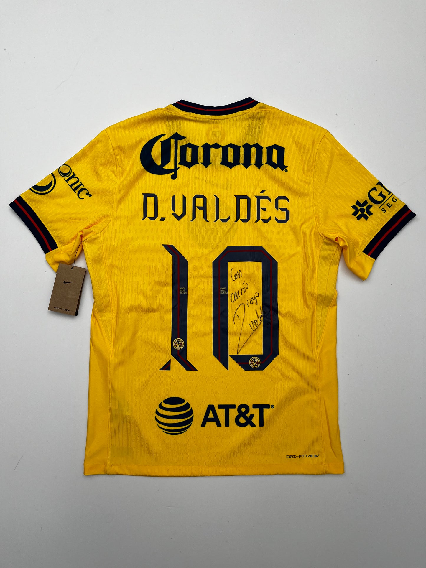 Jersey Club América Local 2024 2025 Versión Jugador *C/Etiquetas* Autografiado Diego Valdés (M)