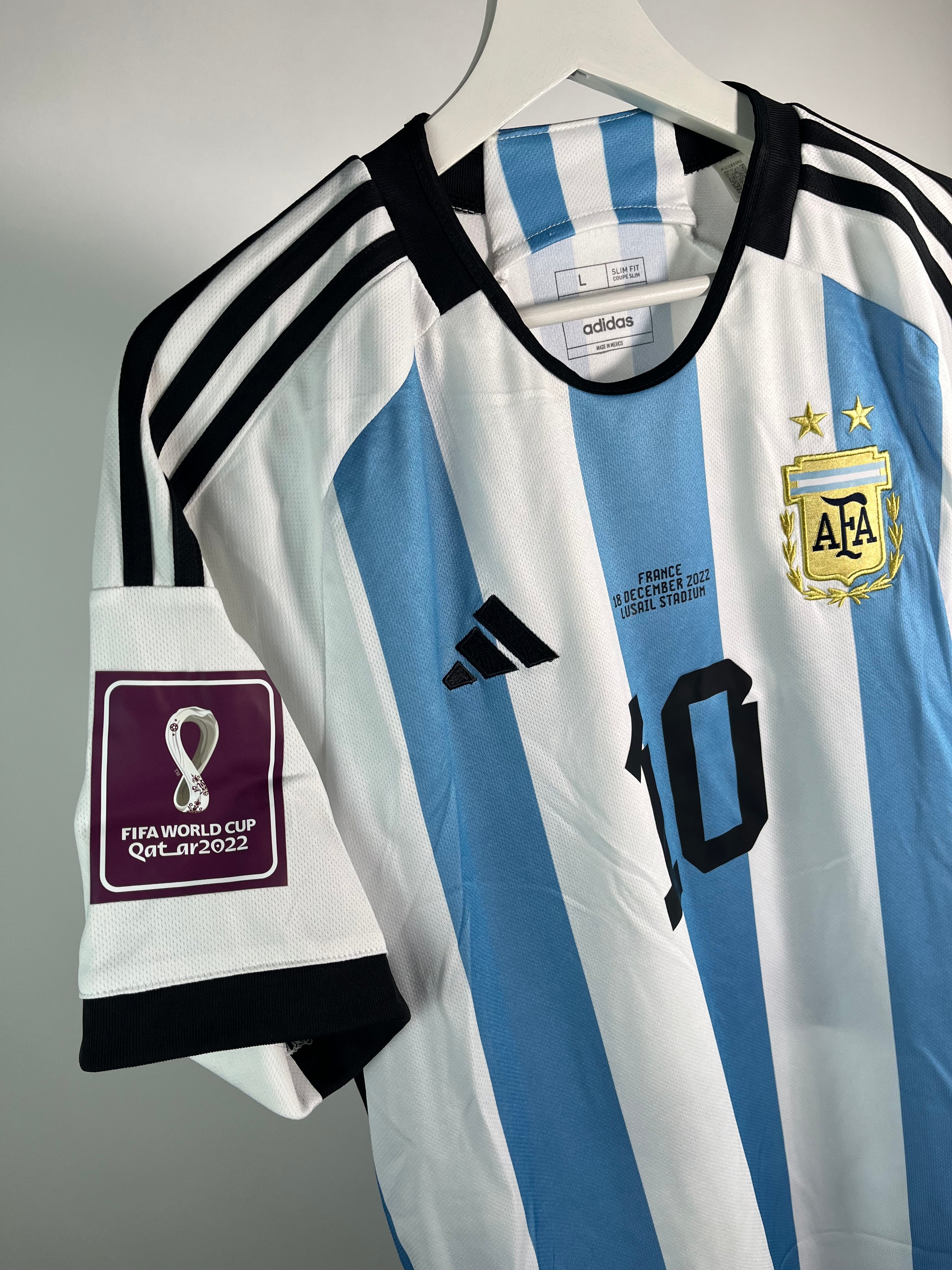 Jersey Argentina Local 2022 2024 *Match Detail Final vs Francia* Lionel Messi (L)