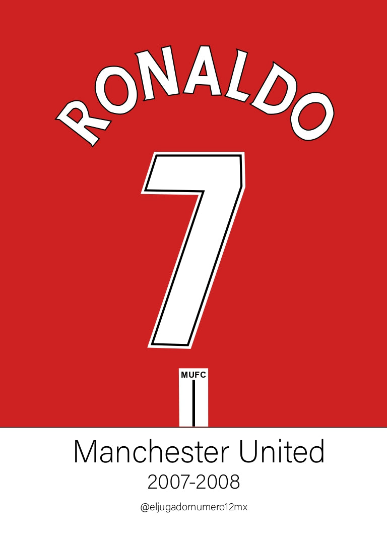 Art Print Manchester United 2007 2008 Cristiano Ronaldo