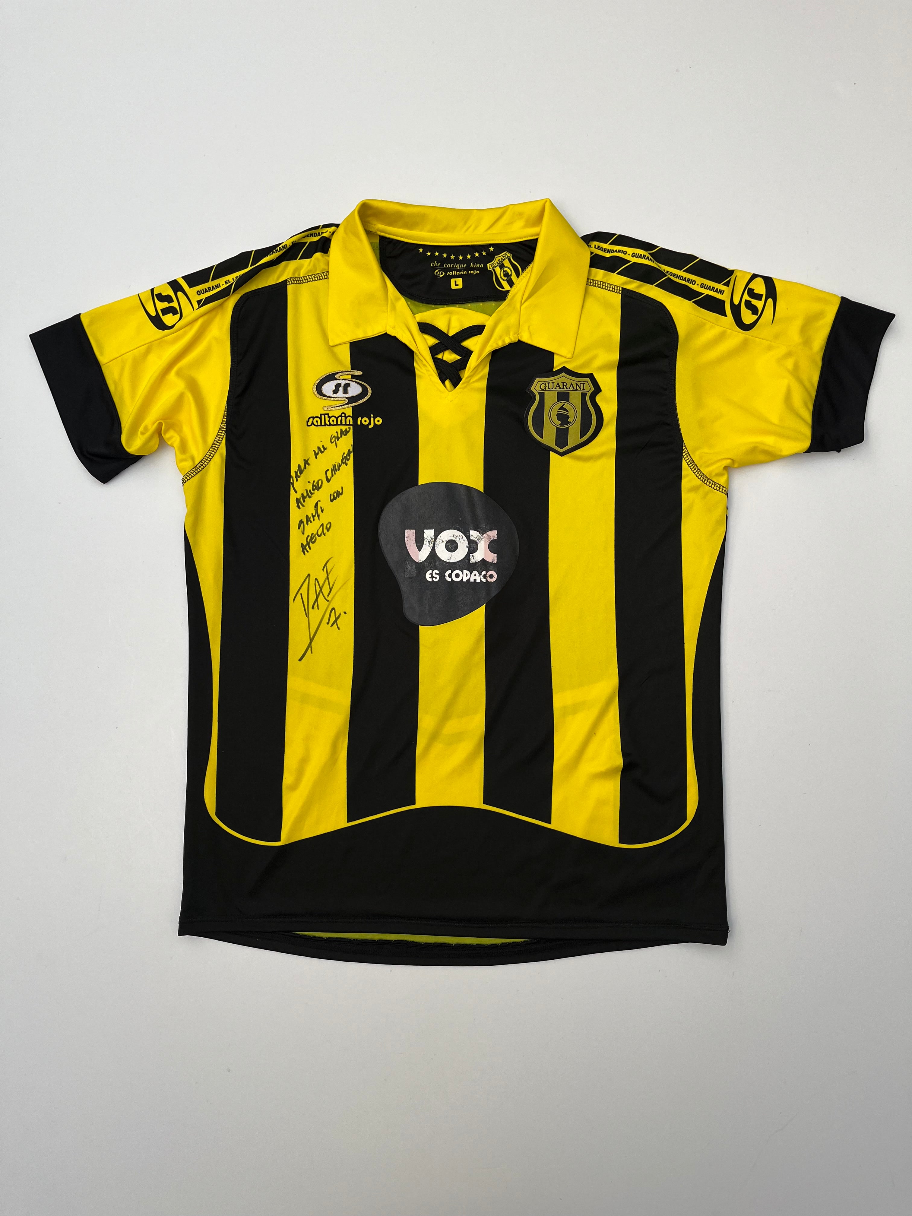 Jersey Guarani Local 2012 2013 Utilería Autografiado por Dante López (L)