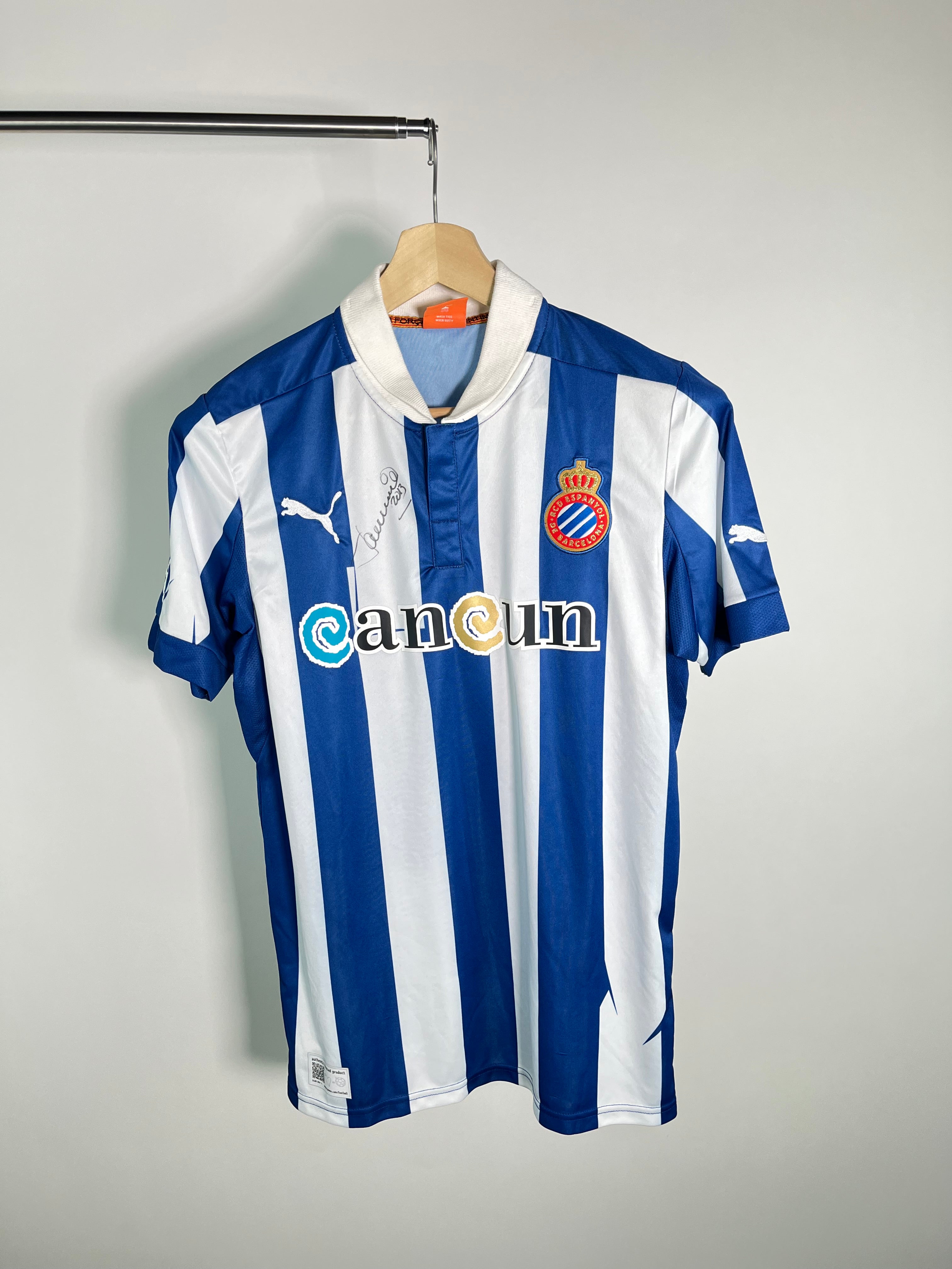 Jersey Espanyol de Barcelona Local 2012 2013 Autografiado Javier Aguirre (M)