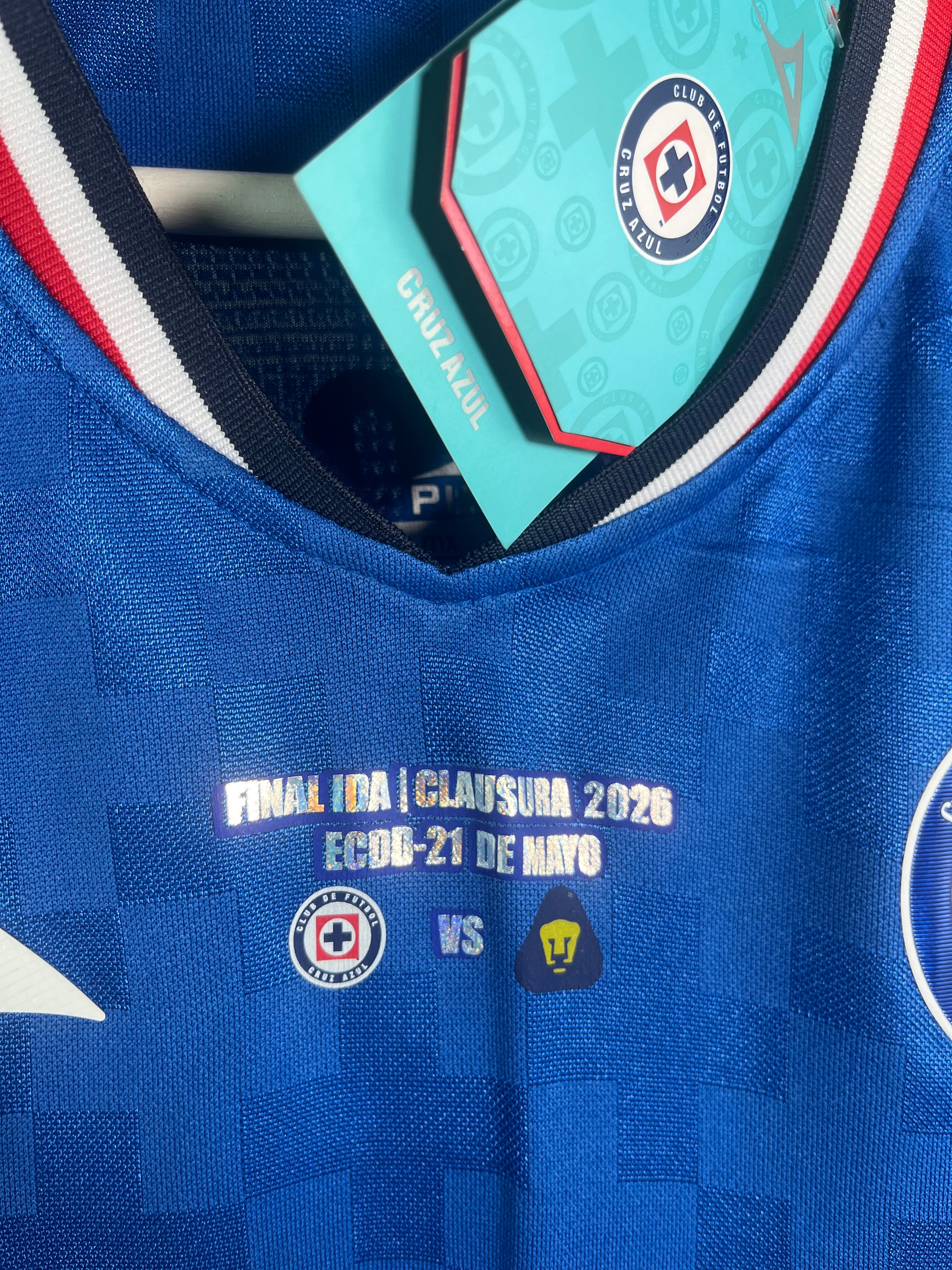 Jersey Cruz Azul Local 2025 2026 Match Detail vs Pumas *C/Etiquetas* Carlos Rodriguez (M)