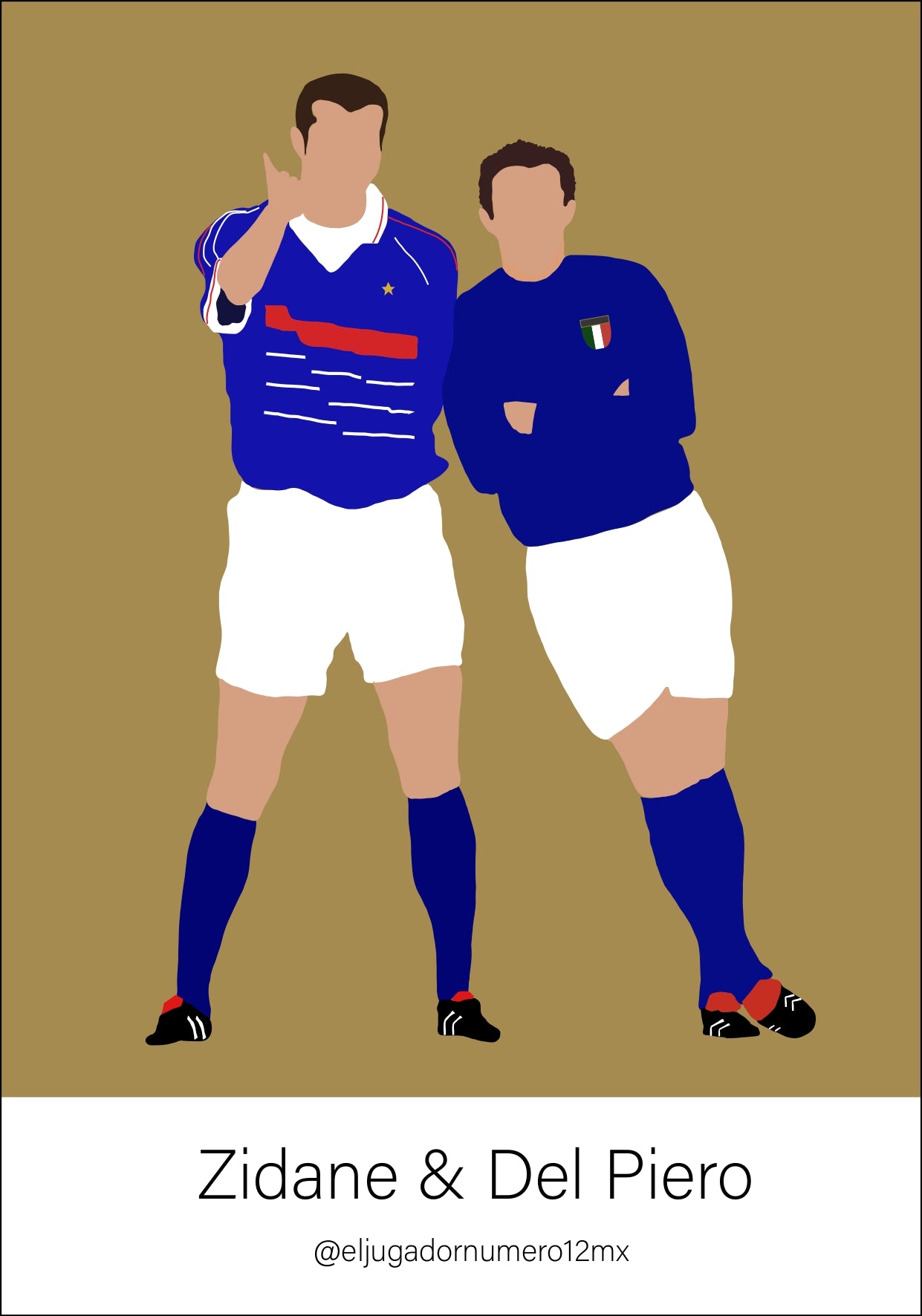 Art Print Francia/Italia 1999 2000 Zidane & Del Piero