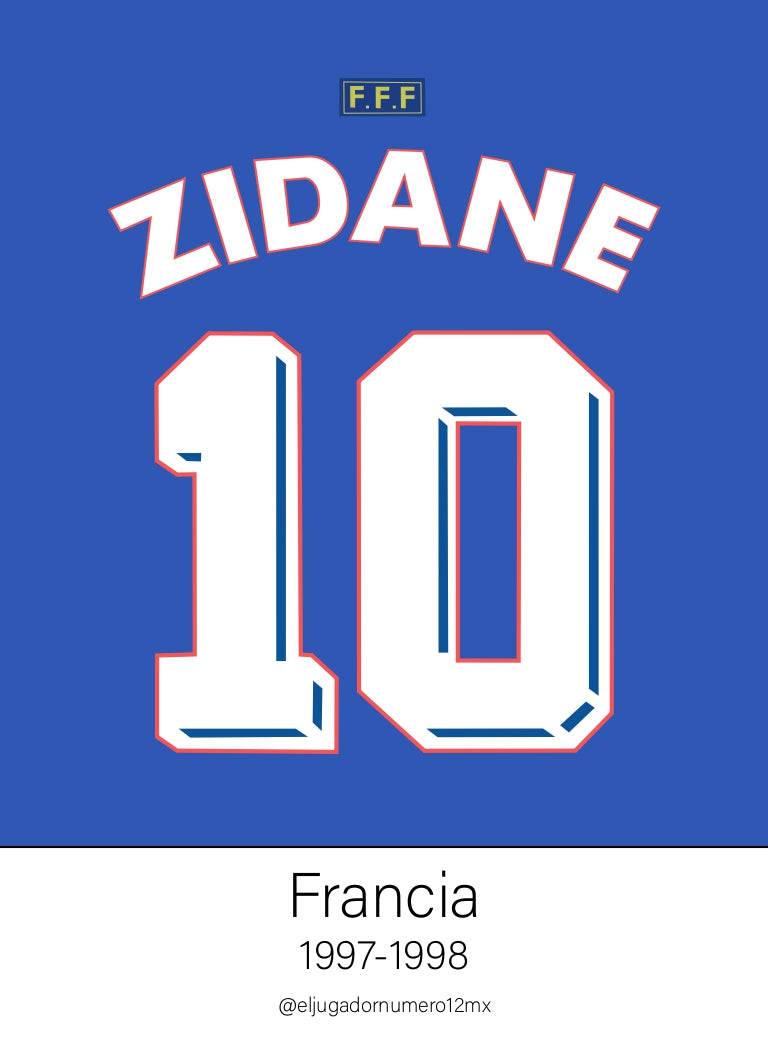 Art Print Francia 1997 1998 Zinedine Zidane